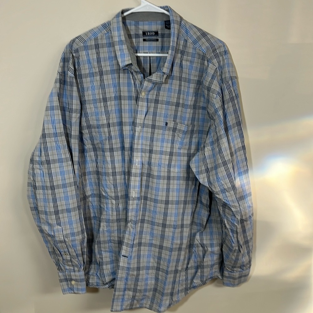 Izod Casual Button Down Gray XXL